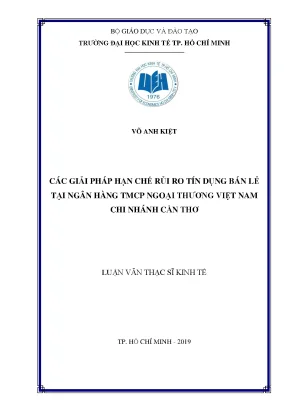 Giải pháp hạn chế rủi ro tín dụng bán lẻ tại Ngân hàng