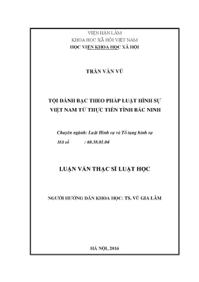 Nghiên Cứu Tội Đánh Bạc Theo Pháp Luật Hình Sự Việt Nam