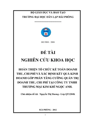 Nâng cao quản trị doanh thu và chi phí tại Công ty TNHH
