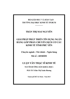 Giải Pháp Phát Triển Tín Dụng Ngân Hàng Tại Tỉnh Phú Yên