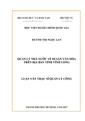 Quản Lý Di Sản Văn Hóa Tại Tỉnh Vĩnh Long: Thực Trạng và