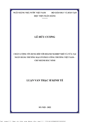 Chất Lượng Tín Dụng Đối Với Doanh Nghiệp Nhỏ Và Vừa Tại