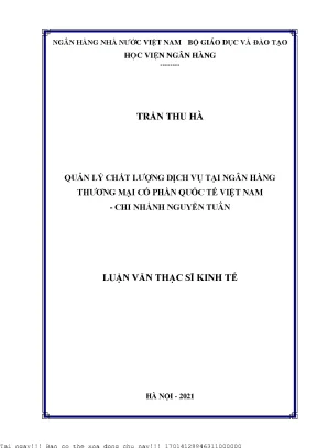 Quản Lý Chất Lượng Dịch Vụ Tại Ngân Hàng TMCP Quốc Tế