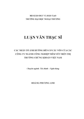 Các Nhân Tố Ảnh Hưởng Đến Cơ Cấu Vốn Của Công Ty Ngành