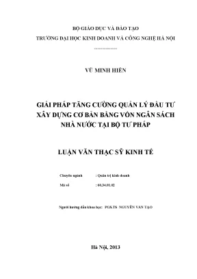 Giải Pháp Tăng Cường Quản Lý Đầu Tư Xây Dựng Cơ Bản Tại