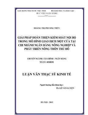 Giải Pháp Hoàn Thiện Kiểm Soát Nội Bộ Trong Giao Dịch
