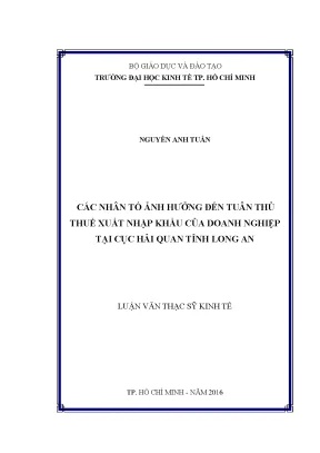 Những Nhân Tố Ảnh Hưởng Đến Tuân Thủ Thuế Xuất Nhập Khẩu