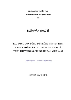 Tác Động Của Công Bố Thông Tin Đến Tính Thanh Khoản Cổ