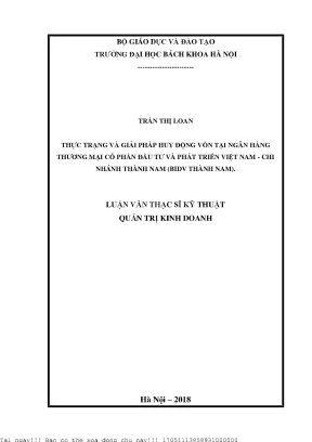 Giải Pháp Huy Động Vốn Tại BIDV Thành Nam: Thực Trạng và