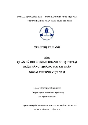 Quản Lý Rủi Ro Kinh Doanh Ngoại Tệ Tại Ngân Hàng Thương