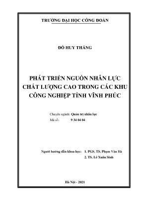 Phát Triển Nguồn Nhân Lực Chất Lượng Cao Tại Các Khu