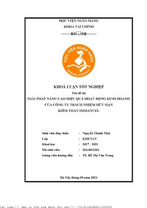 Giải Pháp Nâng Cao Hiệu Quả Kinh Doanh Tại Công Ty Kiểm