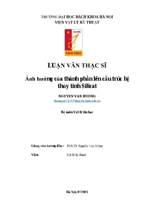 Nghiên cứu ảnh hưởng của thành phần đến cấu trúc hệ thủy