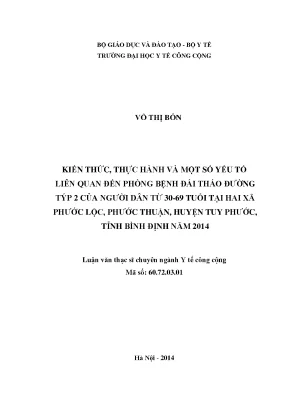 Nghiên Cứu Kiến Thức và Thực Hành Phòng Bệnh Đái Tháo