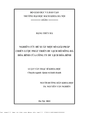 Giải Pháp Chiến Lược Phát Triển Du Lịch Hồ Sông Đà Hòa Bình