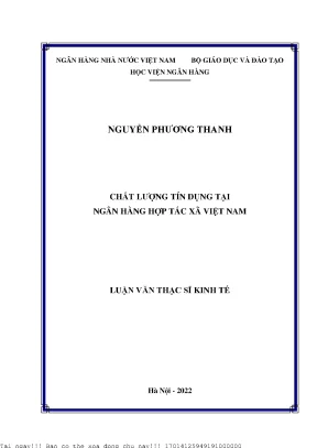 Nâng Cao Chất Lượng Tín Dụng Tại Ngân Hàng Hợp Tác Xã