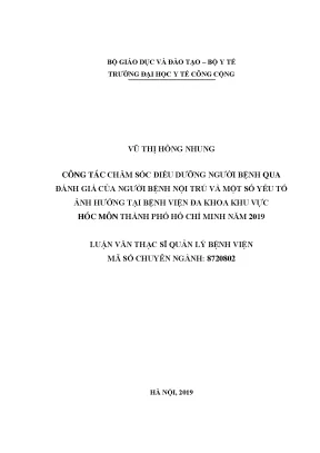 Đánh Giá Công Tác Chăm Sóc Điều Dưỡng Người Bệnh Tại