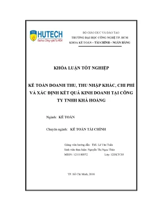 Khóa Luận Tốt Nghiệp Kế Toán Doanh Thu và Chi Phí Tại