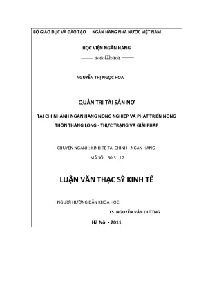 Quản Trị Tài Sản Nợ Tại Ngân Hàng Nông Nghiệp Và Phát