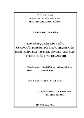 Bảo Đảm Quyền Bào Chữa Cho Người Bị Buộc Tội Chưa Thành