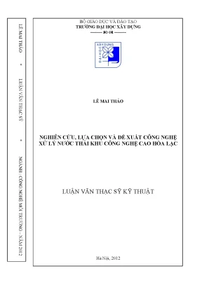 Nghiên Cứu Công Nghệ Xử Lý Nước Thải Khu Công Nghệ Cao