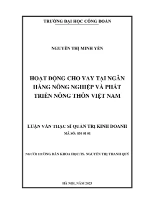 Hoạt Động Cho Vay Tại Ngân Hàng Nông Nghiệp Việt Nam: