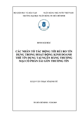 Các Nhân Tố Ảnh Hưởng Đến Rủi Ro Tín Dụng Trong Kinh