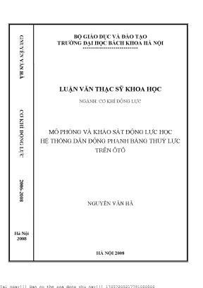 Nghiên Cứu Động Lực Học Hệ Thống Phanh Thủy Lực Trên Ô Tô