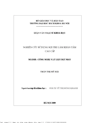 Nghiên Cứu Sử Dụng Sợi Tre Trong Sản Xuất Khăn Tắm Cao Cấp