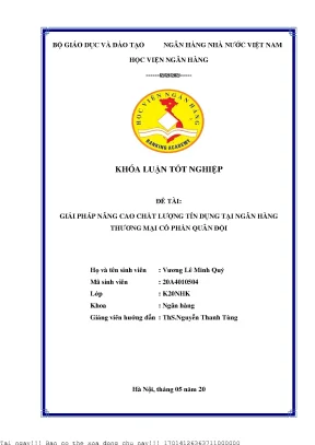 Giải Pháp Nâng Cao Chất Lượng Tín Dụng Tại Ngân Hàng