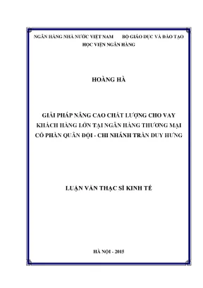 Giải Pháp Nâng Cao Chất Lượng Cho Vay Tại Ngân Hàng