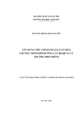 Tiêu Chí Đánh Giá Chương Trình Bồi Dưỡng Cán Bộ Quản Lý
