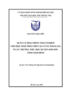 Quản Lý Hoạt Động Trải Nghiệm Cho Học Sinh Tiểu Học Tại 