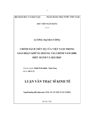 Chính Sách Tiền Tệ Việt Nam Trong Khủng Hoảng Tài Chính 2008