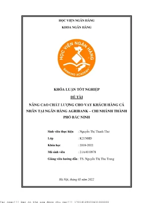 Nâng Cao Chất Lượng Cho Vay Khách Hàng Cá Nhân Tại