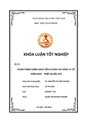 Hoàn thiện chính sách tiền lương tại công ty CP Máy -