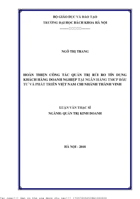 Quản Trị Rủi Ro Tín Dụng Doanh Nghiệp Tại Ngân Hàng BIDV
