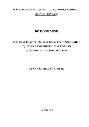 Giải Pháp Phát Triển Tín Dụng Cá Nhân Tại Ngân Hàng