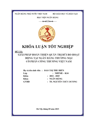 Giải Pháp Quản Trị Rủi Ro Hoạt Động Tại Ngân Hàng Thương