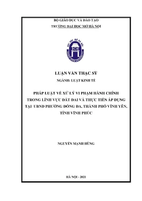 Nghiên Cứu Về Xử Lý Vi Phạm Hành Chính Trong Lĩnh Vực