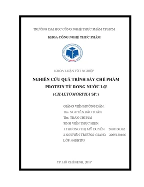 Nghiên Cứu Quá Trình Sấy Chế Phẩm Protein Từ Rong Nước