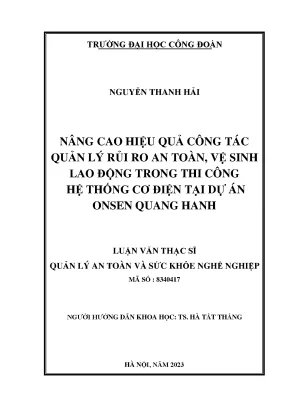 Nâng Cao Hiệu Quả Quản Lý Rủi Ro An Toàn Vệ Sinh Lao 