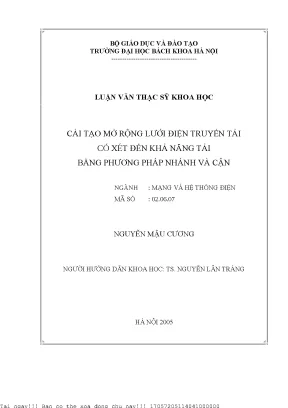 Nghiên Cứu Cải Tạo Mở Rộng Lưới Điện Truyền Tải Bằng 