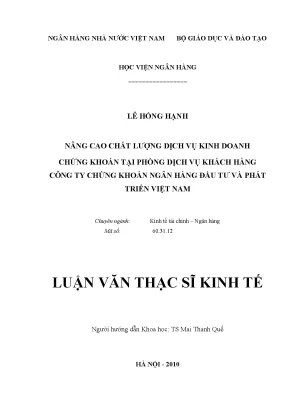 Nâng Cao Chất Lượng Dịch Vụ Kinh Doanh Chứng Khoán Tại