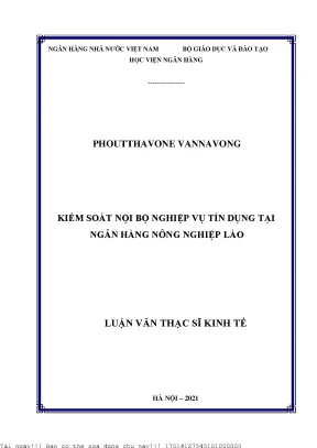 Kiểm Soát Nội Bộ Nghiệp Vụ Tín Dụng Tại Ngân Hàng Nông