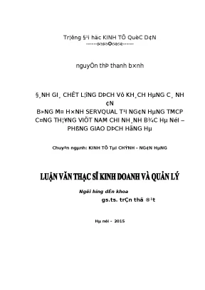 Đánh Giá Chất Lượng Dịch Vụ Khách Hàng Tại Ngân Hàng