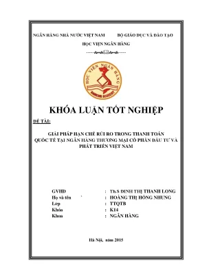 Giải Pháp Hạn Chế Rủi Ro Trong Thanh Toán Quốc Tế Tại BIDV