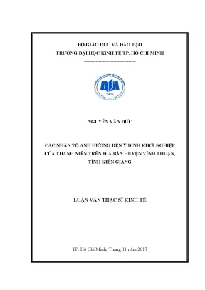 Những Nhân Tố Ảnh Hưởng Đến Ý Định Khởi Nghiệp Của Thanh