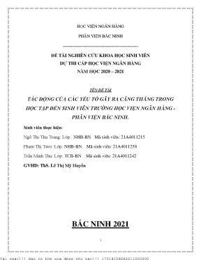 Tác Động Của Căng Thẳng Đến Sinh Viên Học Viện Ngân Hàng