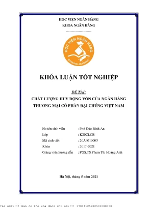 Chất Lượng Huy Động Vốn Tại Ngân Hàng Thương Mại Cổ Phần